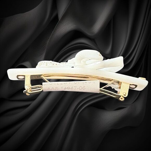 Alexandre de Paris Crystal Bow Barrette 3” White Made in France Luxury Hair Clip main image 9